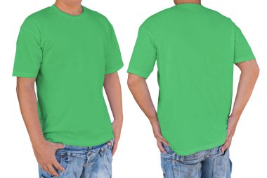 Boş giyen adam kireç yeşil t-shirt kırpma yolu ile ön bir