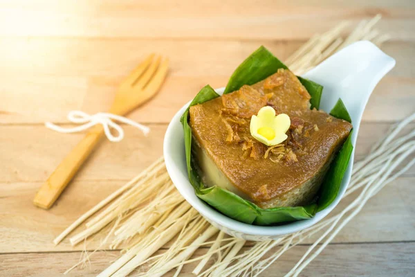 Sladký thajské krém z vajec, kokosové mléko a kokosová sug — Stock fotografie