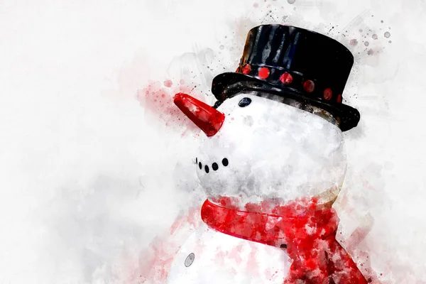 Gülen kardan adam, suluboya tarzı dijital boyama