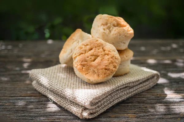 Homemade fresh classic scone on wood background — Stock Photo, Image