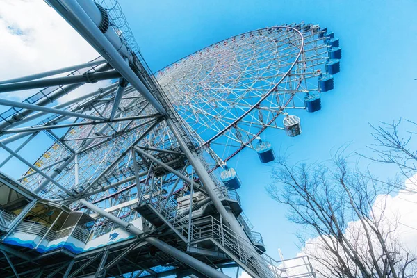 Tempozan Jätte Pariserhjul Osaka Japan Med Klarblå Himmel — Stockfoto