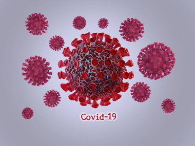 Kırpma yolu olan 3 boyutlu grip Covid-19 hücresi