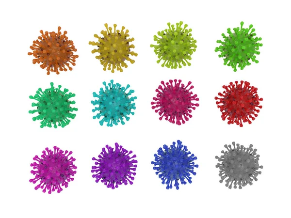 Illustrazione Della Cellula Influenzale Covid Isolata Bianco Con Percorso Ritaglio — Foto Stock