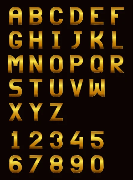 Alfabeto inglés dorado — Vector de stock