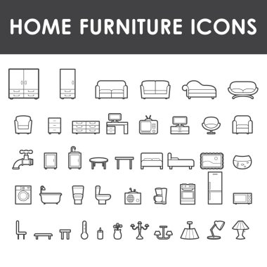 Ev mobilyaları anahat simgeleri