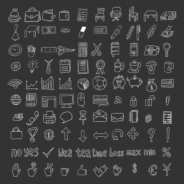 Doodle business icons set — Stock Vector