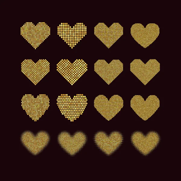 A set of halftone hearts — Stock Vector