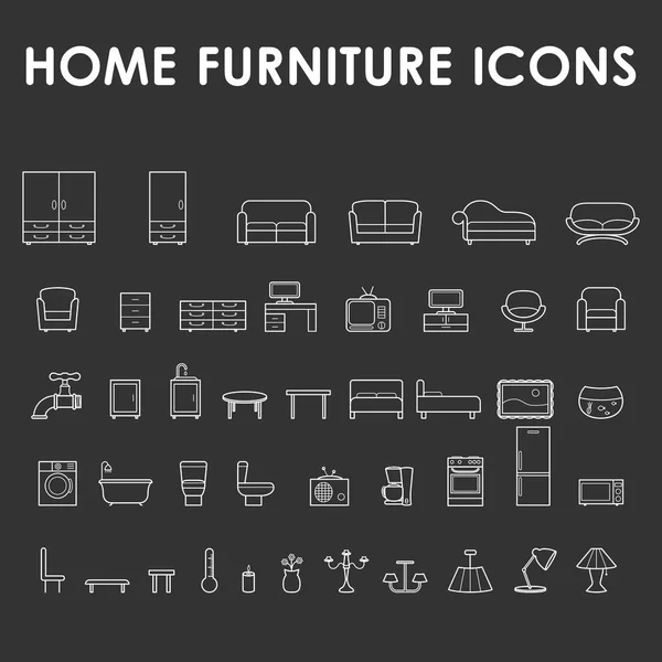 Iconos de contorno de muebles para el hogar — Archivo Imágenes Vectoriales