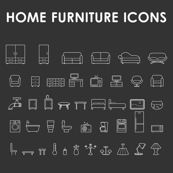 Иконки контура домашней мебели

