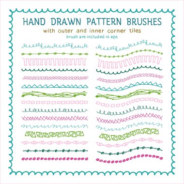 Elle çizilmiş dekoratif Boya fırçaları seti