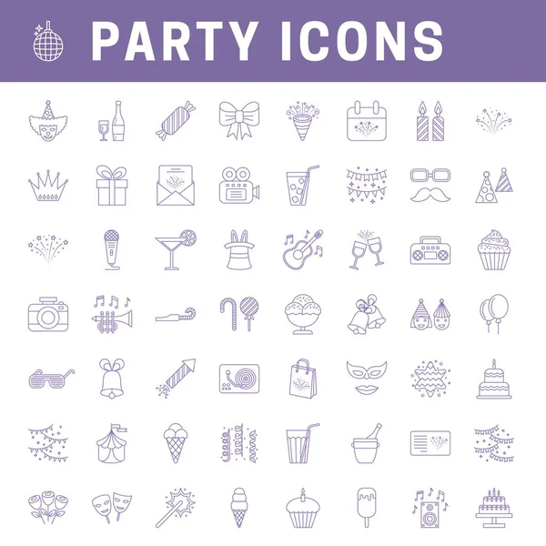 Iconos de fiesta de línea — Vector de stock