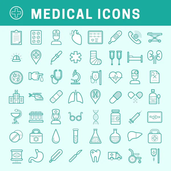 Iconos médicos lineales con relleno — Vector de stock