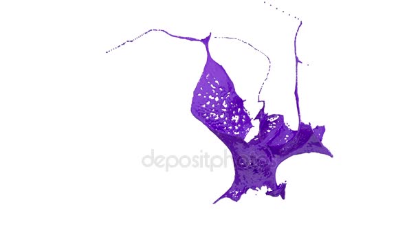 violet paint splash in air filmed in slow motion with alpha channel use for alpha mask lumma matte. Color liquid fly in air. Ver30