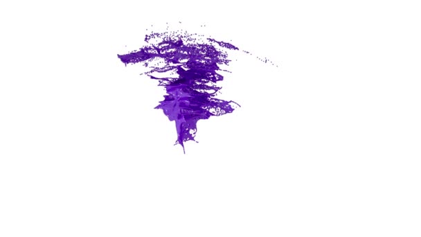 violet paint splash in air filmed in slow motion with alpha channel use for alpha mask lumma matte. Color liquid fly in air. Ver40