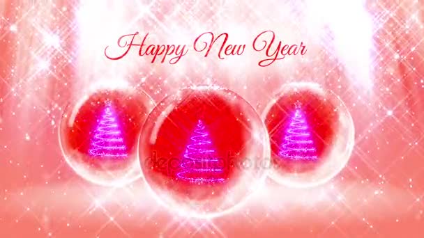 könnyű új évben zeneszerzést 3d Christmas tree csillogó részecskék és szikrák snowglobe vagy hógolyó. A sugárzás, mint a aurora borealis és a havazás, a rózsaszín háttér. V1