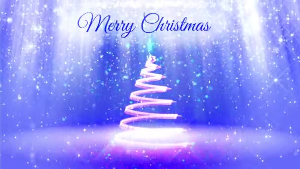 lehké složení pro veselé vánoční pozadí s 3d vánoční stromeček třpytky částic, jiskří hvězdy. S paprsky jako aurora borealis a sněžení na modrém pozadí. V3