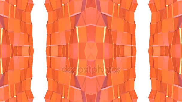 Abstraktní jednoduché 3d pozadí v oranžové barvy přechodu, nízká poly styl jako moderní geometrické pozadí nebo matematické prostředí s kaleidoskopický efekt. 4 k Uhd nebo Fullhd bezešvé smyčka. V5