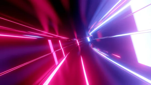 Sci-fi tunnel with neon lights. Abstract high-tech tunnel as background in the style of cyberpunk or high-tech future. Blue red colors 6