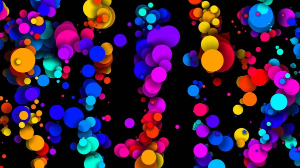 Abstract simple background with beautiful multi-colored circles or balls in flat style like paint bubbles in water. 3d render of particles, colored paper applique. Creative design background
