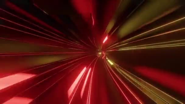 4k smyčka abstraktní high-tech tunel s neonovými světly, kamera letí tunelem, neonová světla blikají. Sci-fi oranžové pozadí ve stylu cyberpunku nebo high-tech budoucnosti. 6