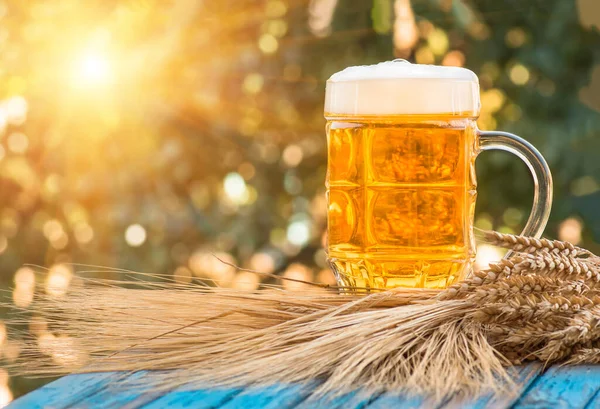 Lätt Skummande Glas Och Kornöron Naturlig Bakgrund Alkohol — Stockfoto