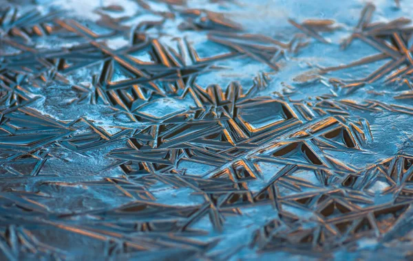 Textura Patrones Hielo Del Estanque Nochebuena Fondo Invierno —  Fotos de Stock