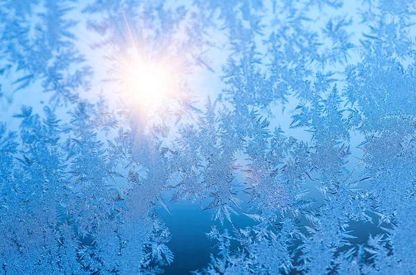 Ice Patterns Glass Christmas Eve Winter Background — Stockfoto