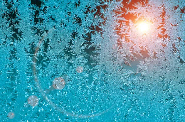 Modelli Ghiaccio Vetro Vigilia Natale Sfondo Invernale — Foto Stock