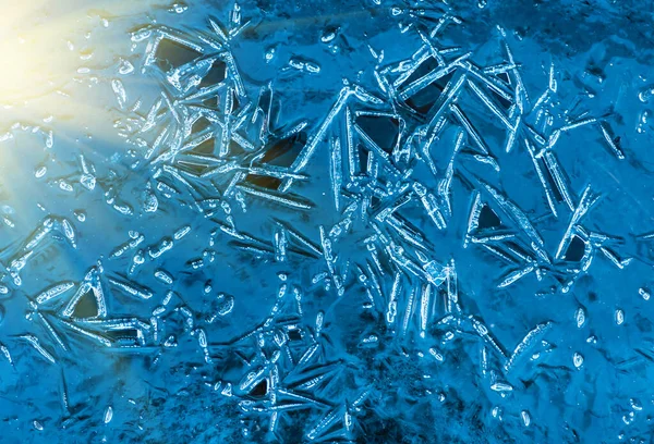 Textura Padrões Lago Gelo Véspera Natal Fundo Inverno — Fotografia de Stock