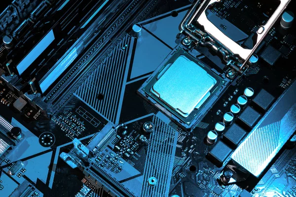 Makroansicht Von Cpu Sockel Speicher Auf Computermotherboard — Stockfoto