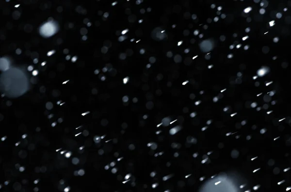 Fallande Snö Svart Bakgrund Närbild Snö — Stockfoto