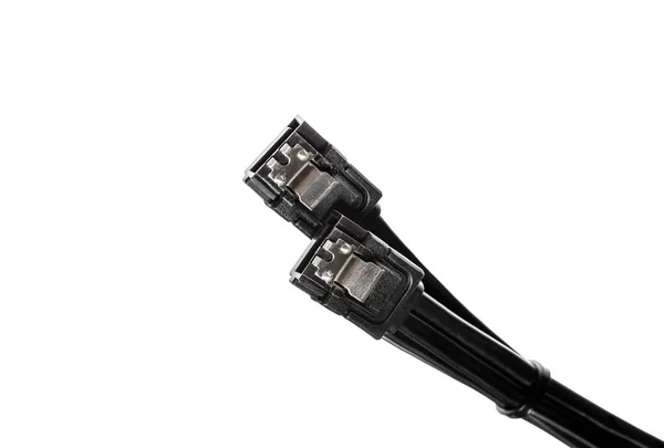Black Computer Interface Cable Sata 6Gbs Isolated White Background — Stock Photo, Image