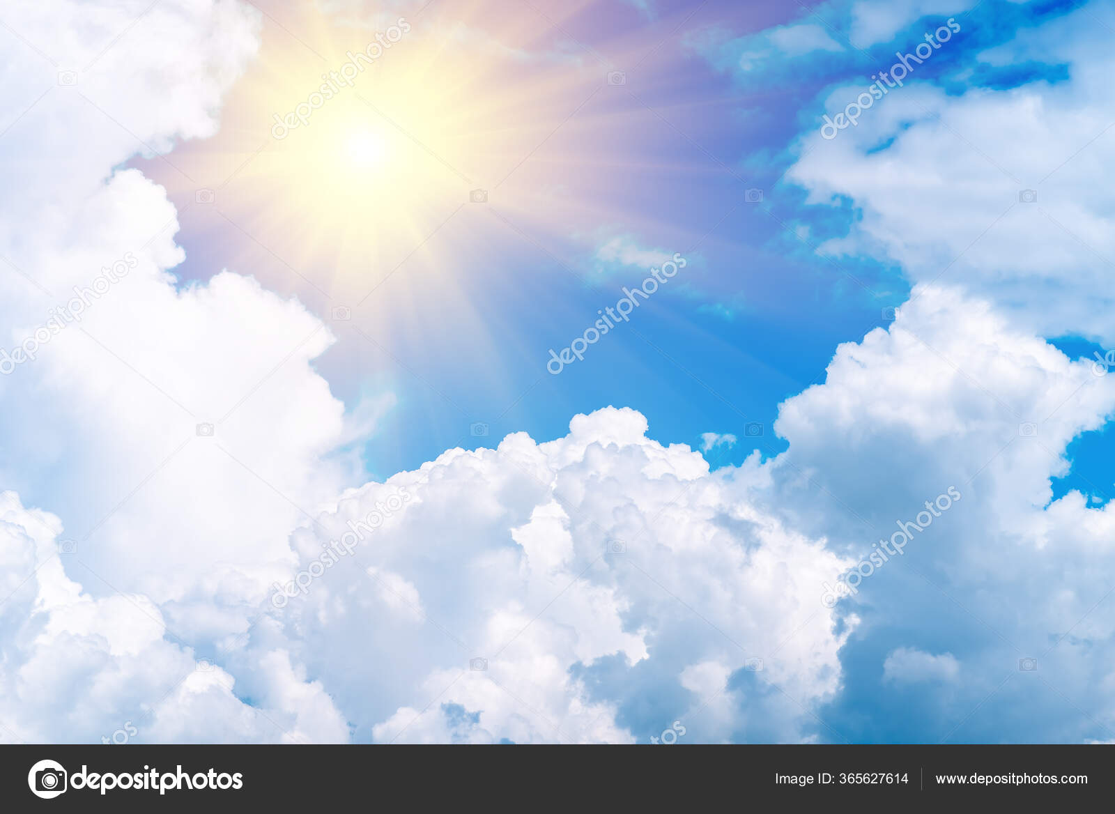 Blue Sky White Clouds Sun Beautiful Sky Background Clear Day Stock Photo by  ©FotoLesnik 365627614