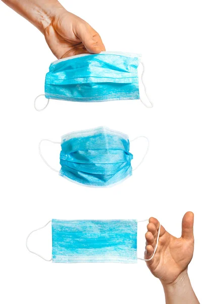 Beschermende Gezichtsmasker Hand Chirurgisch Masker Covid Coronovirus Concept Medische Masker — Stockfoto