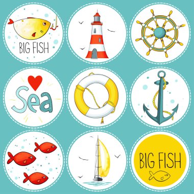 Deniz unsurları ile deniz desen