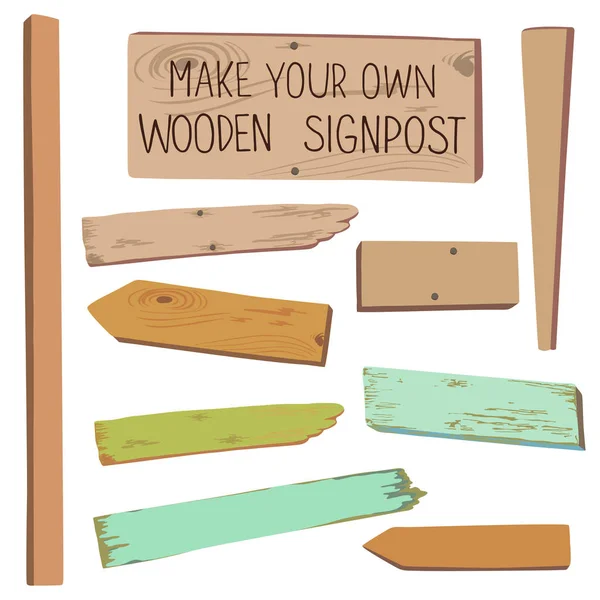 Wooden signpost set — Stock Vector