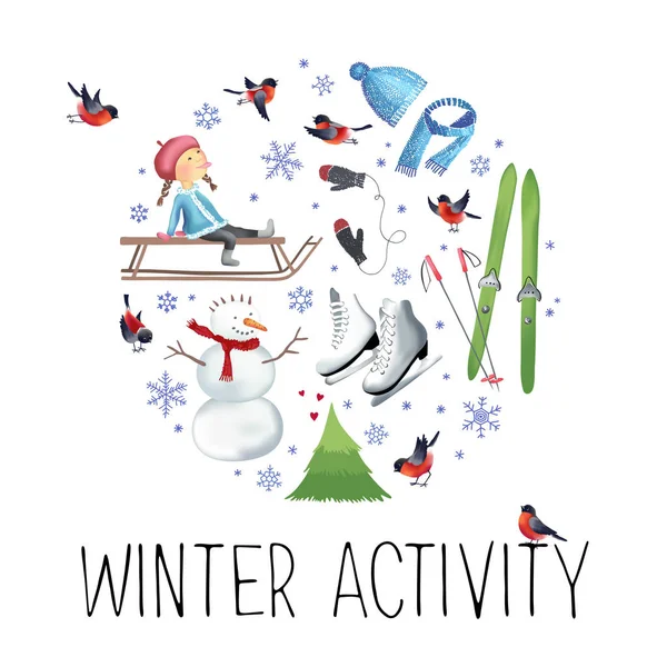 Kış spor ve aktiviteler — Stok Vektör