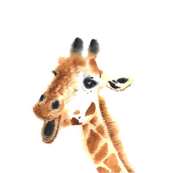 Girafe réaliste réalisée à l'aquarelle . — Image vectorielle