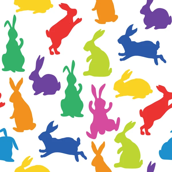 Modèle sans couture avec des silhouettes de lapins — Image vectorielle