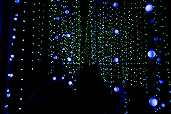 Exibição de luzes de Natal à noite em Kew Gardens, Londres, Reino Unido — Fotografia de Stock