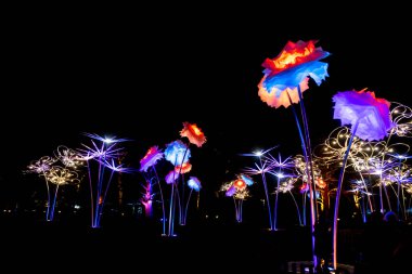 Noel ışıkları gece Kew Gardens, Londra, Uk 'ta sergilenir.