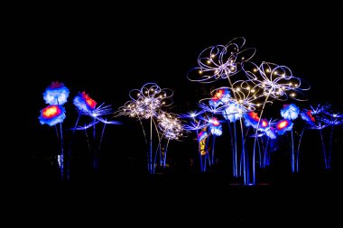Noel ışıkları gece Kew Gardens, Londra, Uk 'ta sergilenir.