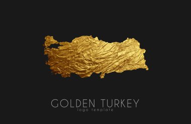 Türkiye haritası. Altın Türkiye logosu. Yaratıcı Türkiye logo tasarımı