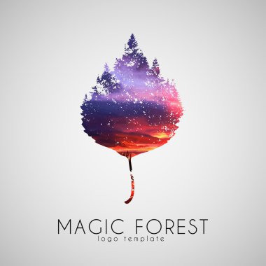 Sihirli orman logosunu görmeniz gerekir. Yaprak ağaçlar logosunu görmeniz gerekir. Güzel logo. Yaratıcı logo