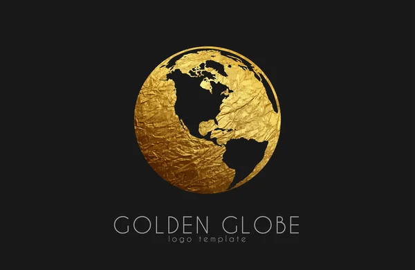 Globe sign. Golden globe logo. Creative logo — Stock Vector