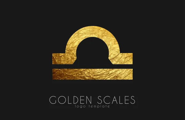 Bilance d'oro. Segno zodiacale dorato. Scale zodiacali — Vettoriale Stock