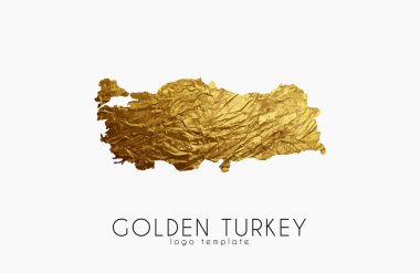 Türkiye haritası. Altın Türkiye logosu. Yaratıcı Türkiye logo tasarımı