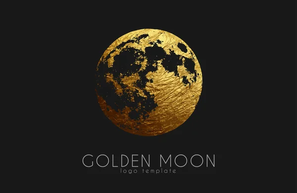 Design del logo Moon. Logo Luna creativa. Logo dorato. Luna piena . — Vettoriale Stock