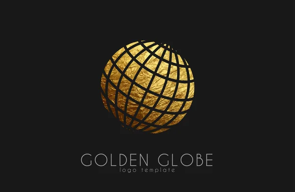 Segno di globo. Logo Golden Globe. Logo creativo — Vettoriale Stock