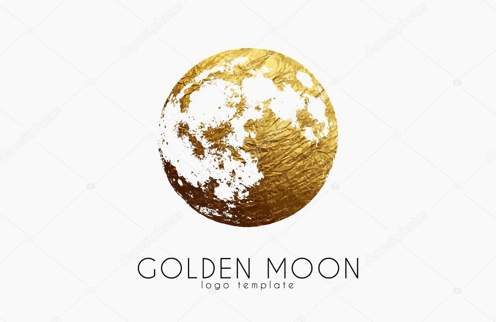 Moon logo design. Creative moon logo. Golden logo. Full moon.